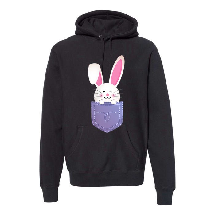 Cute Bunny In Pocket Funny Easter Bunny In Pocket Premium Hoodie