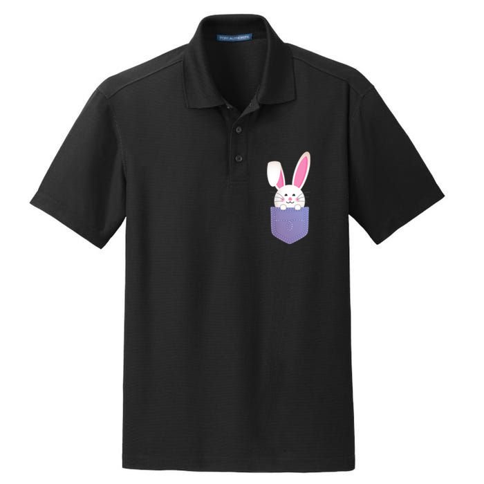 Cute Bunny In Pocket Funny Easter Bunny In Pocket Dry Zone Grid Polo