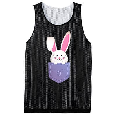 Cute Bunny In Pocket Funny Easter Bunny In Pocket Mesh Reversible Basketball Jersey Tank