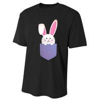 Cute Bunny In Pocket Funny Easter Bunny In Pocket Performance Sprint T-Shirt