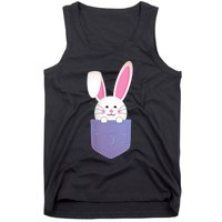 Cute Bunny In Pocket Funny Easter Bunny In Pocket Tank Top