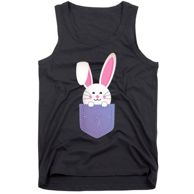 Cute Bunny In Pocket Funny Easter Bunny In Pocket Tank Top