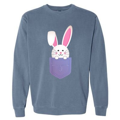 Cute Bunny In Pocket Funny Easter Bunny In Pocket Garment-Dyed Sweatshirt