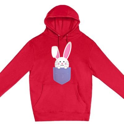 Cute Bunny In Pocket Funny Easter Bunny In Pocket Premium Pullover Hoodie