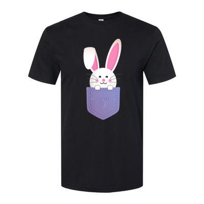 Cute Bunny In Pocket Funny Easter Bunny In Pocket Softstyle CVC T-Shirt