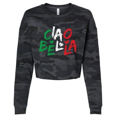 Ciao Bella Italy Flag Shirts Gift For Italians Cropped Pullover Crew