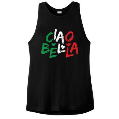 Ciao Bella Italy Flag Shirts Gift For Italians Ladies PosiCharge Tri-Blend Wicking Tank