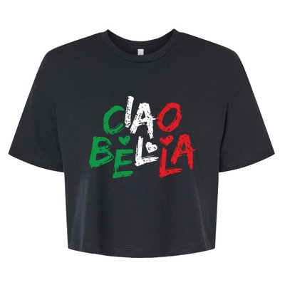 Ciao Bella Italy Flag Shirts Gift For Italians Bella+Canvas Jersey Crop Tee