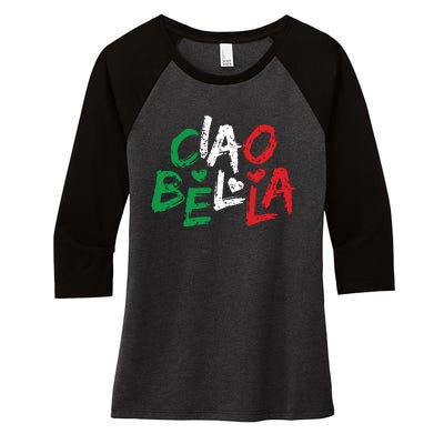 Ciao Bella Italy Flag Shirts Gift For Italians Women's Tri-Blend 3/4-Sleeve Raglan Shirt