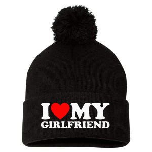 Classic Black I Love My Girlfriend Pom Pom 12in Knit Beanie