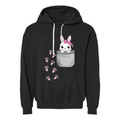 Cute Bunny In Pocket Easter Day Rabbit For Wo Girl Garment-Dyed Fleece Hoodie