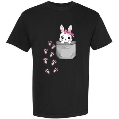 Cute Bunny In Pocket Easter Day Rabbit For Wo Girl Garment-Dyed Heavyweight T-Shirt