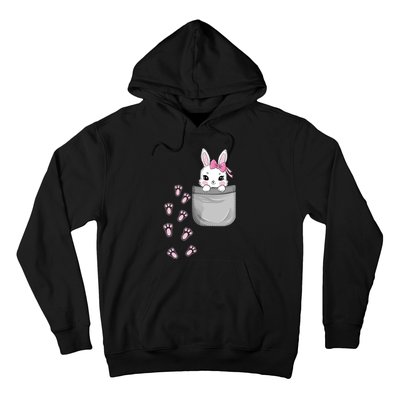 Cute Bunny In Pocket Easter Day Rabbit For Wo Girl Hoodie