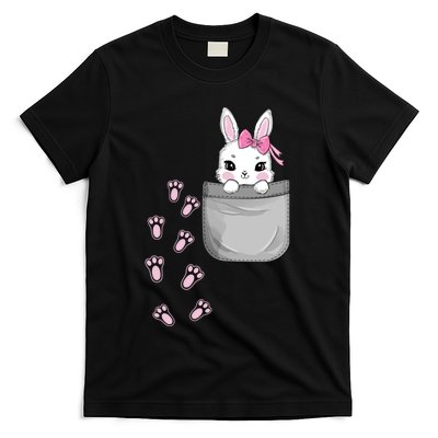 Cute Bunny In Pocket Easter Day Rabbit For Wo Girl T-Shirt