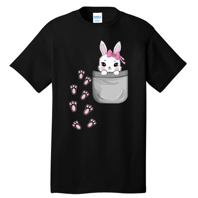 Cute Bunny In Pocket Easter Day Rabbit For Wo Girl Tall T-Shirt