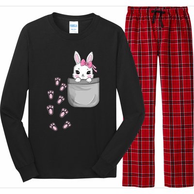 Cute Bunny In Pocket Easter Day Rabbit For Wo Girl Long Sleeve Pajama Set