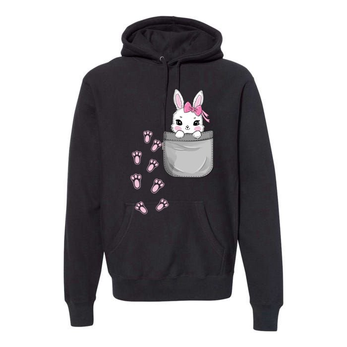 Cute Bunny In Pocket Easter Day Rabbit For Wo Girl Premium Hoodie