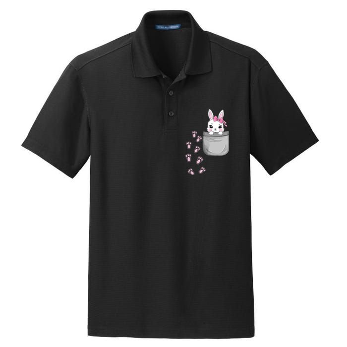 Cute Bunny In Pocket Easter Day Rabbit For Wo Girl Dry Zone Grid Polo