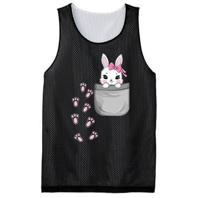 Cute Bunny In Pocket Easter Day Rabbit For Wo Girl Mesh Reversible Basketball Jersey Tank