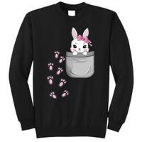 Cute Bunny In Pocket Easter Day Rabbit For Wo Girl Tall Sweatshirt