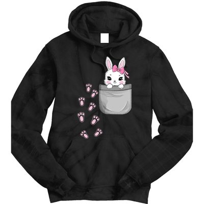 Cute Bunny In Pocket Easter Day Rabbit For Wo Girl Tie Dye Hoodie