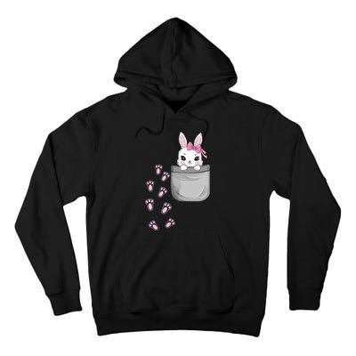 Cute Bunny In Pocket Easter Day Rabbit For Wo Girl Tall Hoodie