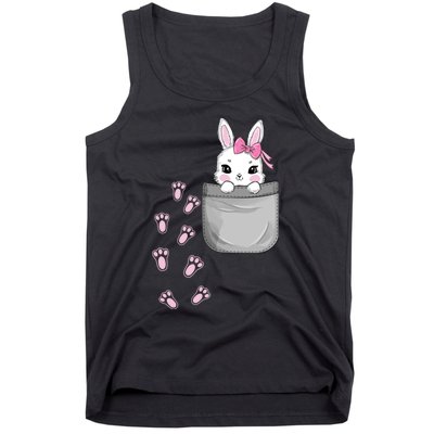 Cute Bunny In Pocket Easter Day Rabbit For Wo Girl Tank Top