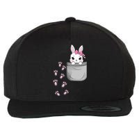 Cute Bunny In Pocket Easter Day Rabbit For Wo Girl Wool Snapback Cap