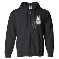 Cute Bunny In Pocket Easter Day Rabbit For Wo Girl Full Zip Hoodie