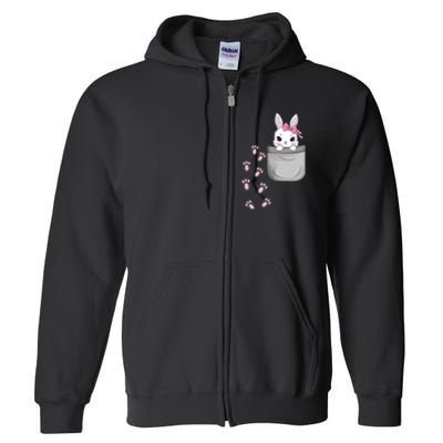 Cute Bunny In Pocket Easter Day Rabbit For Wo Girl Full Zip Hoodie