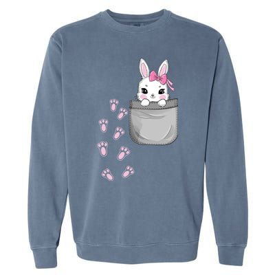 Cute Bunny In Pocket Easter Day Rabbit For Wo Girl Garment-Dyed Sweatshirt