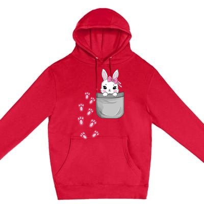 Cute Bunny In Pocket Easter Day Rabbit For Wo Girl Premium Pullover Hoodie