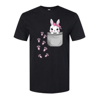 Cute Bunny In Pocket Easter Day Rabbit For Wo Girl Softstyle CVC T-Shirt