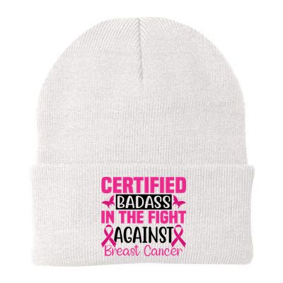 Certified Badass In The Fight Against Breast Cancer Pink Ribbon Beanie