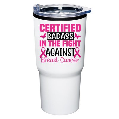 Certified Badass In The Fight Against Breast Cancer Pink Ribbon Tumbler