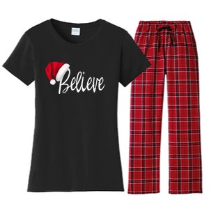 Christmas Believe In Santa Claus Women's Flannel Pajama Set