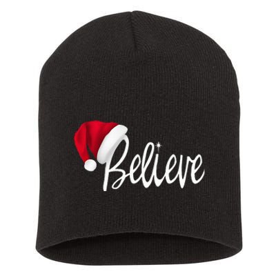 Christmas Believe In Santa Claus Short Acrylic Beanie