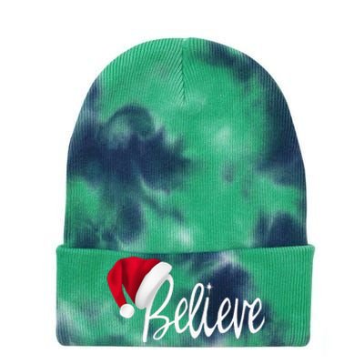 Christmas Believe In Santa Claus Tie Dye 12in Knit Beanie