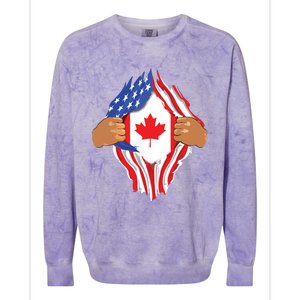 Canadian Blood Inside Me Canada Flag Colorblast Crewneck Sweatshirt