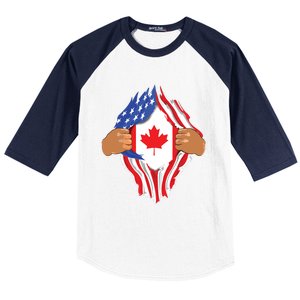 Canadian Blood Inside Me Canada Flag Baseball Sleeve Shirt