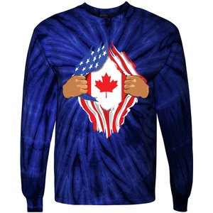 Canadian Blood Inside Me Canada Flag Tie-Dye Long Sleeve Shirt