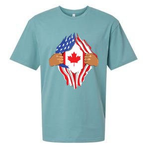 Canadian Blood Inside Me Canada Flag Sueded Cloud Jersey T-Shirt