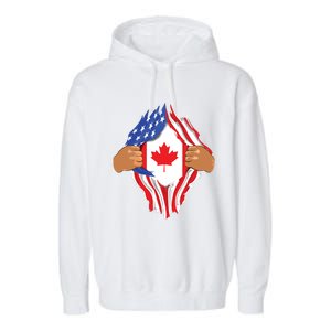 Canadian Blood Inside Me Canada Flag Garment-Dyed Fleece Hoodie