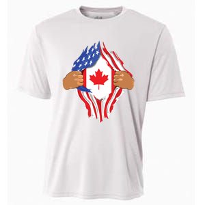 Canadian Blood Inside Me Canada Flag Cooling Performance Crew T-Shirt