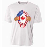 Canadian Blood Inside Me Canada Flag Cooling Performance Crew T-Shirt