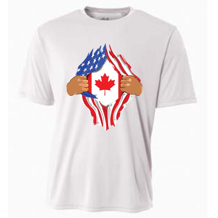 Canadian Blood Inside Me Canada Flag Cooling Performance Crew T-Shirt