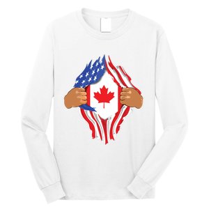 Canadian Blood Inside Me Canada Flag Long Sleeve Shirt