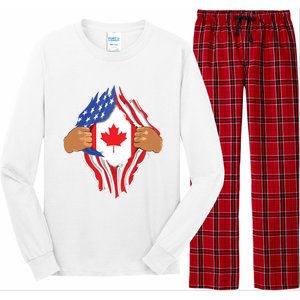 Canadian Blood Inside Me Canada Flag Long Sleeve Pajama Set