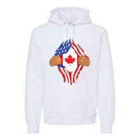 Canadian Blood Inside Me Canada Flag Premium Hoodie