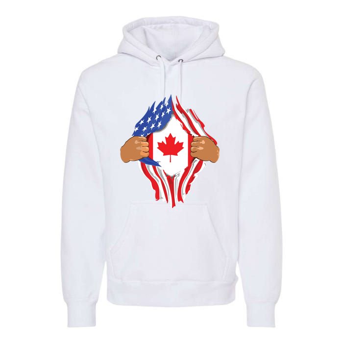 Canadian Blood Inside Me Canada Flag Premium Hoodie